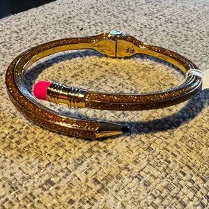 Betsey Johnson Gold Glitter Overlapping Pencil Cuff Bracelet